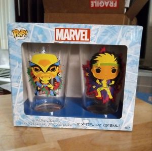 Marvel Blacklight X-Men Drinking glasses set of 2 NWT